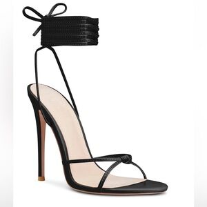 Ankle-Tie Black Stiletto Sandal